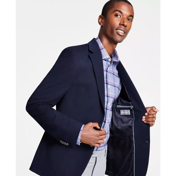 Michael Kors Men's Navy Stretch Solid Classic-Fit Casual Suit Blazer Size 48R - Picture 4 of 4